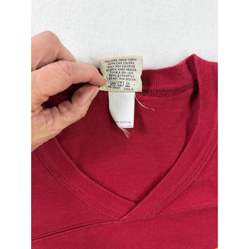 Vintage Washington Redskins Team Rated Shirt XXL USA Made 90s NFL V-Neck Red - Picture 6 of 11